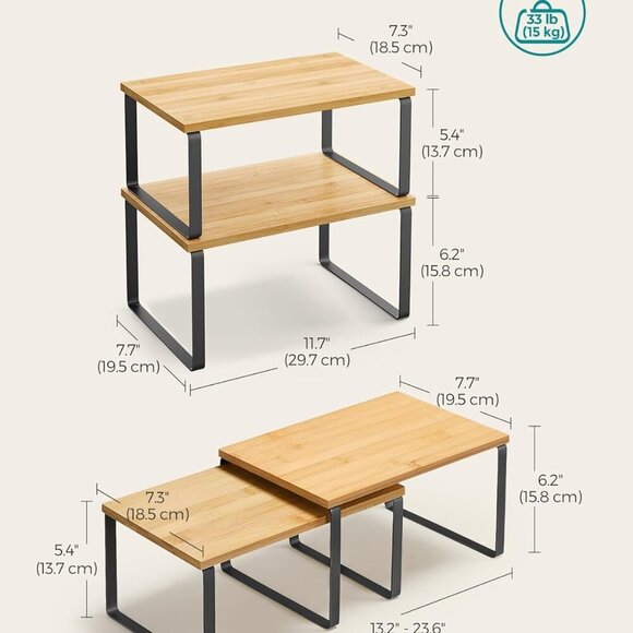 Cabinet Organizer Shelf, Set of 2 Kitchen Counter Shelves, Kitchen Storage - Picture 6 of 6